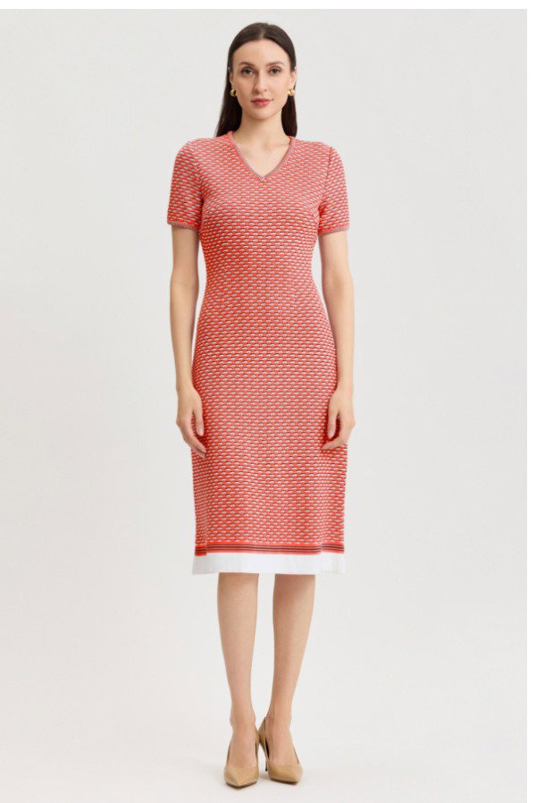 A-Line Textured Multi-Stitch Midi Dress