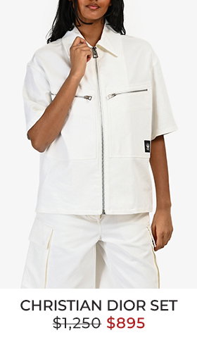Christian Dior White Denim 'Dior Vibe' Zip Up Shirt + Shorts Set Size 4/6 US
