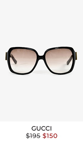 Gucci Black Gold Tone Buckle Detail Oversized Sunglasses