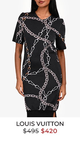 Louis Vuitton Black Chain Graphic Midi Dress Size XS
