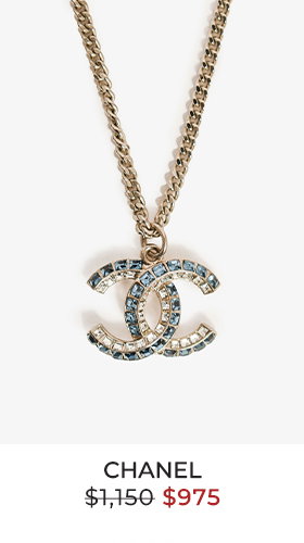 Pre-Loved Chanel™ 2019 Silver Toned Blue Crystal CC Long Necklace