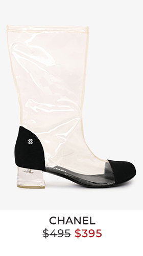 Pre-Loved Chanel™ 2018 Black/Transparent PVC Interlocking CC Boots Size 37