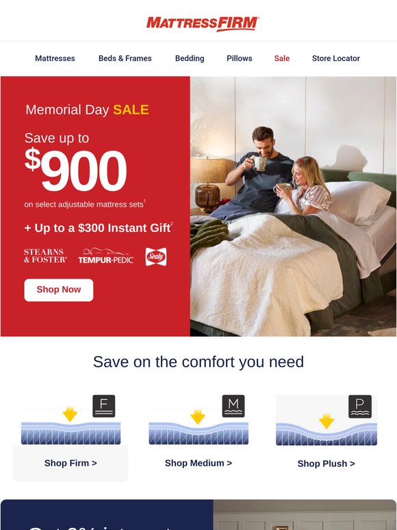 You’ve just landed Memorial Day deals on Stearns & Foster, Tempur-Pedic & Sealy