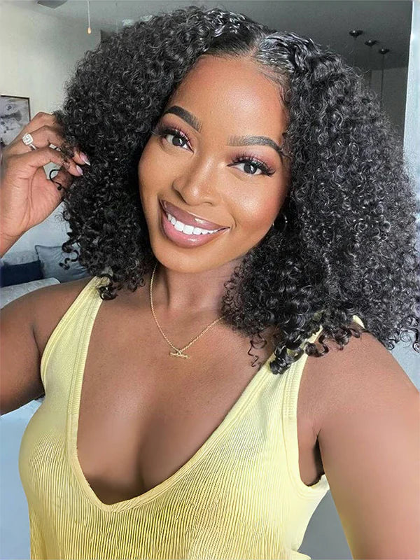 Wavymy Kinky Curly Wear Go Glueless Wig Pre-Cut 7x5 Lace Closure Wig 180% Density 16 Inches