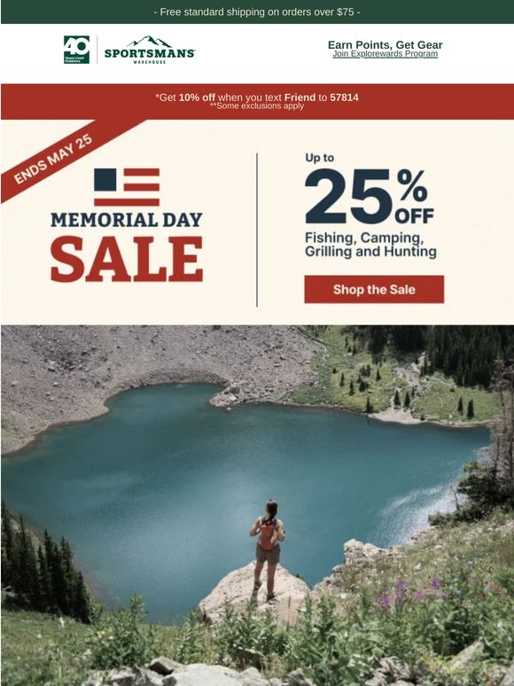 Camp, hunt, fish, and grill — for up to 25% off