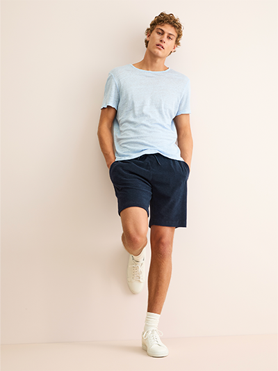 Men's Cotton Terry Shorts in Navy Blue