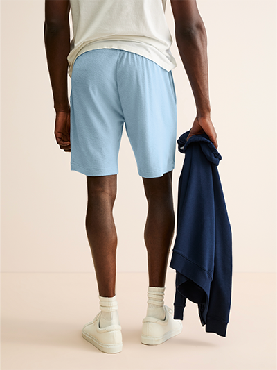 Men's Cotton Terry Shorts in Light Blue