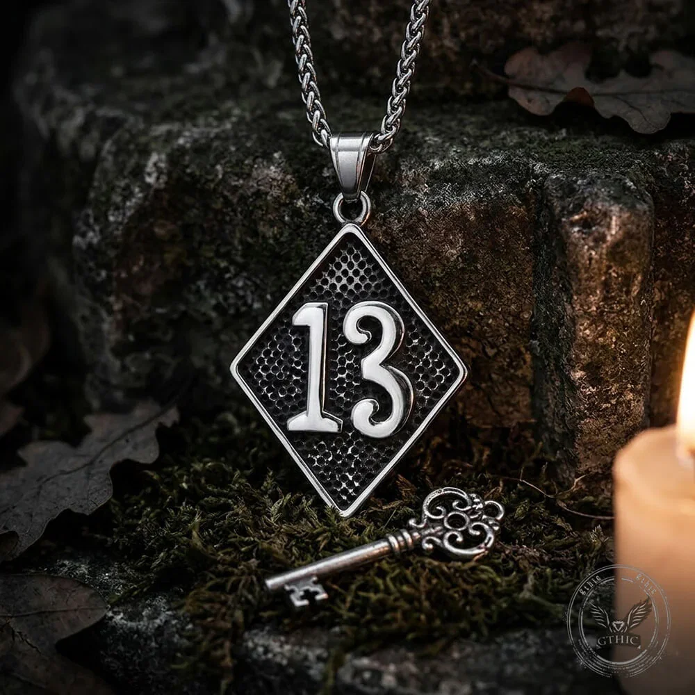 Image of Retro Letter 13 Stainless Steel Pendant