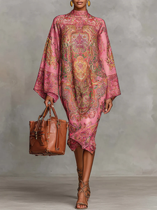Image of Elegant Paisley Print Relaxed Midi Dress