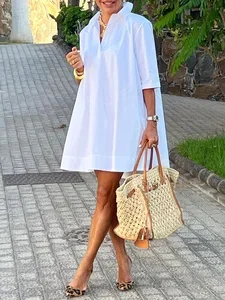 Image of Urban Daily Loose Plain Shirt Dress