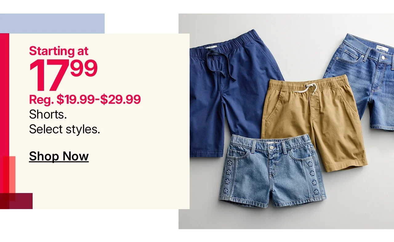 starting at $17.99 shorts