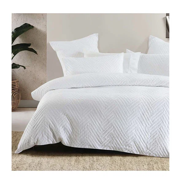 Bambury Panama Jacquard Quilt Cover Set White