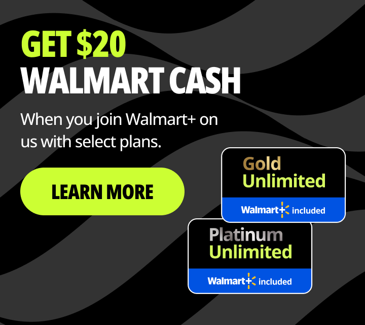Get $20 Walmart cash. When you join Walmart+ on us with select plans. Learn more.