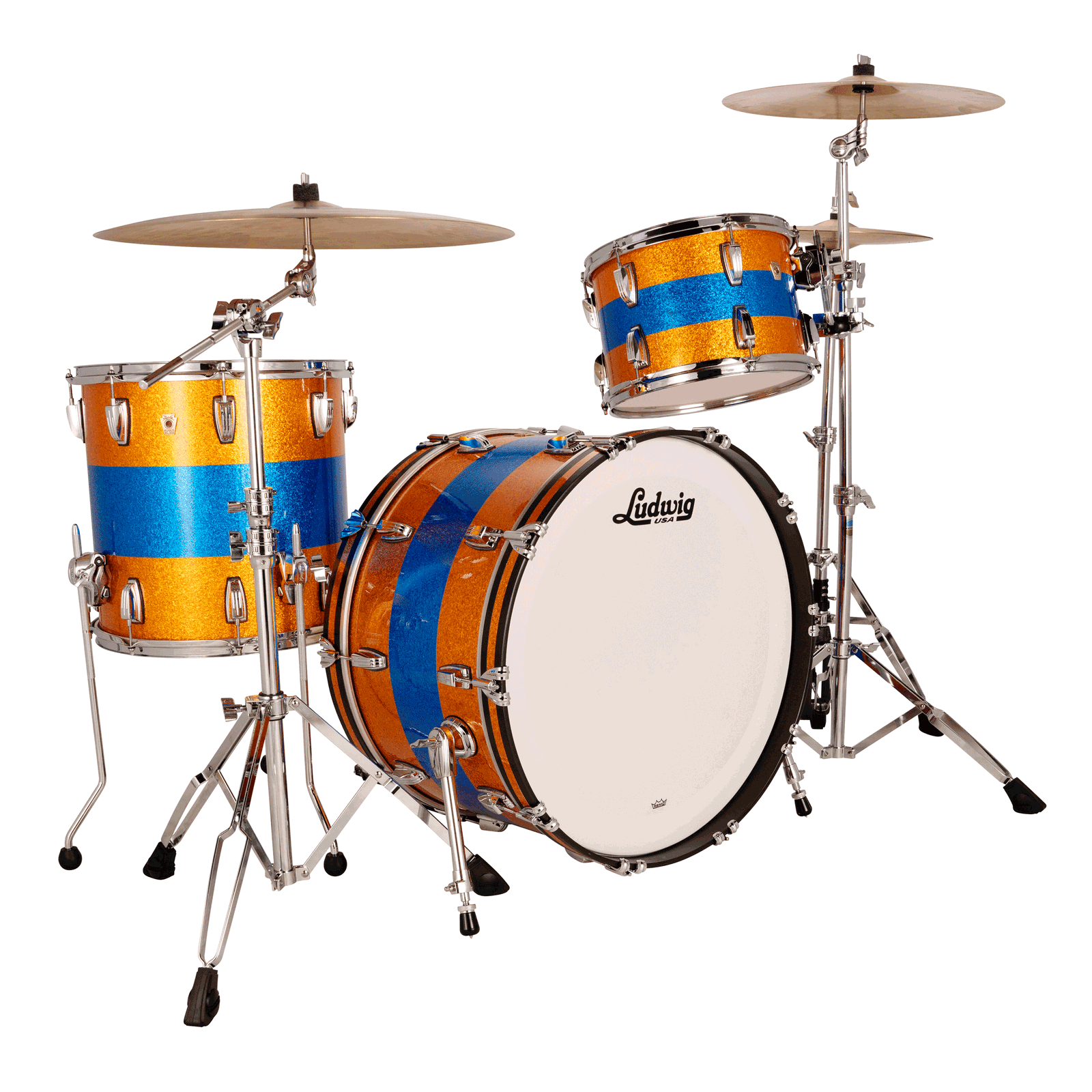 Image of Ludwig Classic Maple Fab 3-Pc Shell Pack - Triband Gold/Blue Sparkle - Open Box