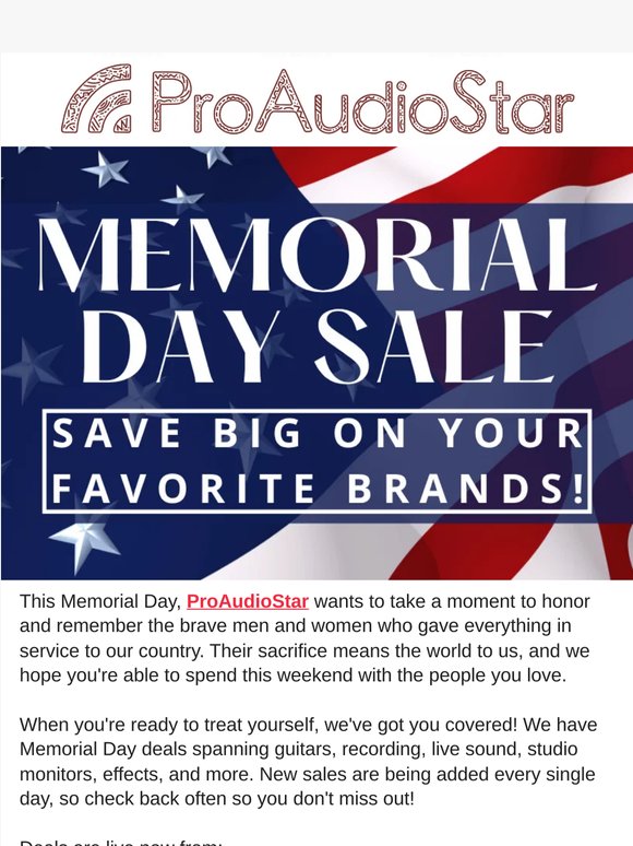 Our Biggest Memorial Day Sales Are Live, and More Are Dropping Daily!