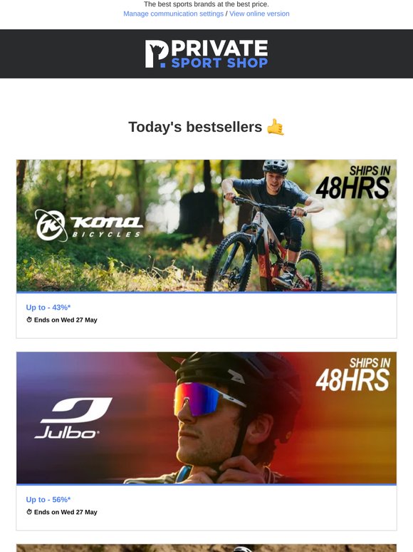 Kona Bikes up to -43% off | Julbo, Endura, Mystic, Motocross Gear...