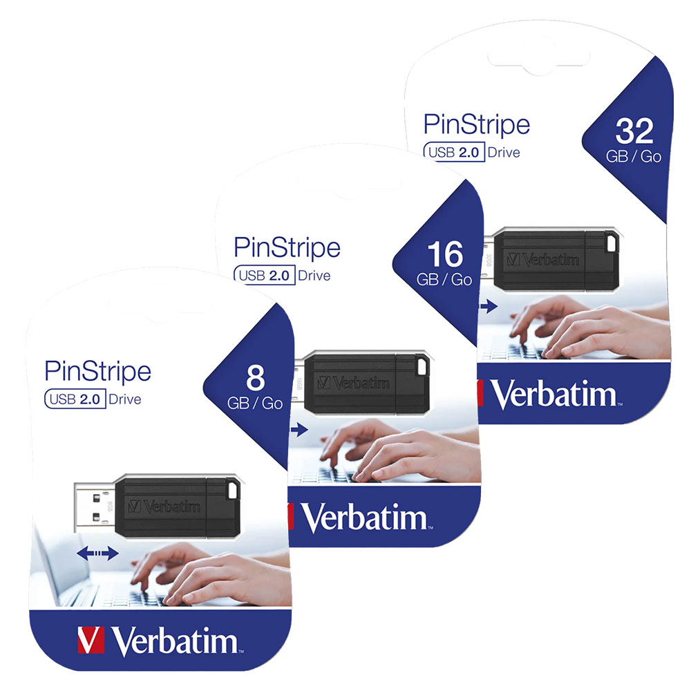 Verbatim PinStripe USB 2.0 Flash Drive Memory Stick 49062 - 8GB - £7.59 delivered