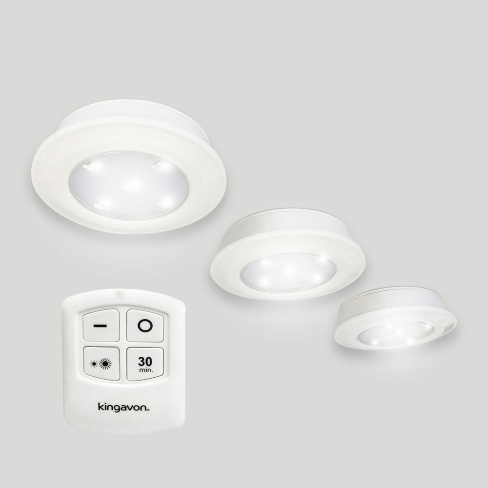 Kingavon Set of 3 Wireless Remote Controlled LED Light Units. Includes Remote Controller - £9.99 delivered