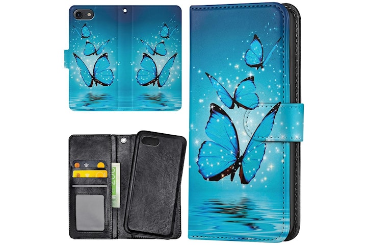 Lommebok Deksel Glitrende Sommerfugler for iPhone 7/8/SE