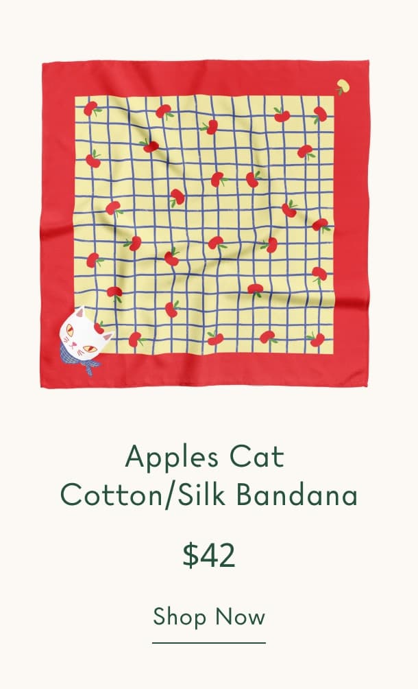 apples cat cotton silk bandana