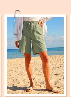Khaki Drawcord Detail Pocket Shorts