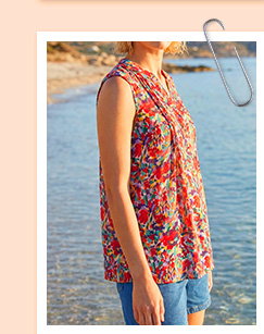 Red Floral Pintuck Shirt