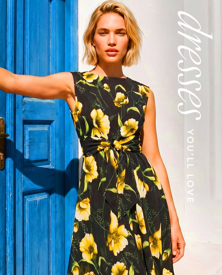 Yellow Floral Hanky Hem Dress