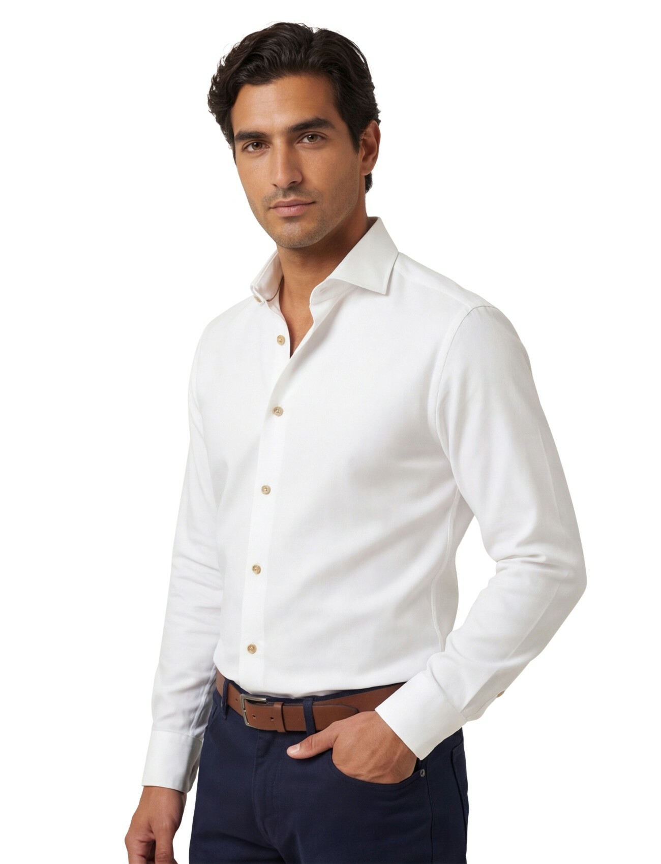 Ledub spierwitte overhemd modern fit