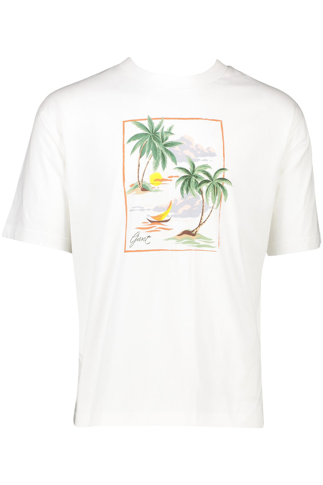 Katoenen Gant t-shirt wit opdruk Hawaii normale fit