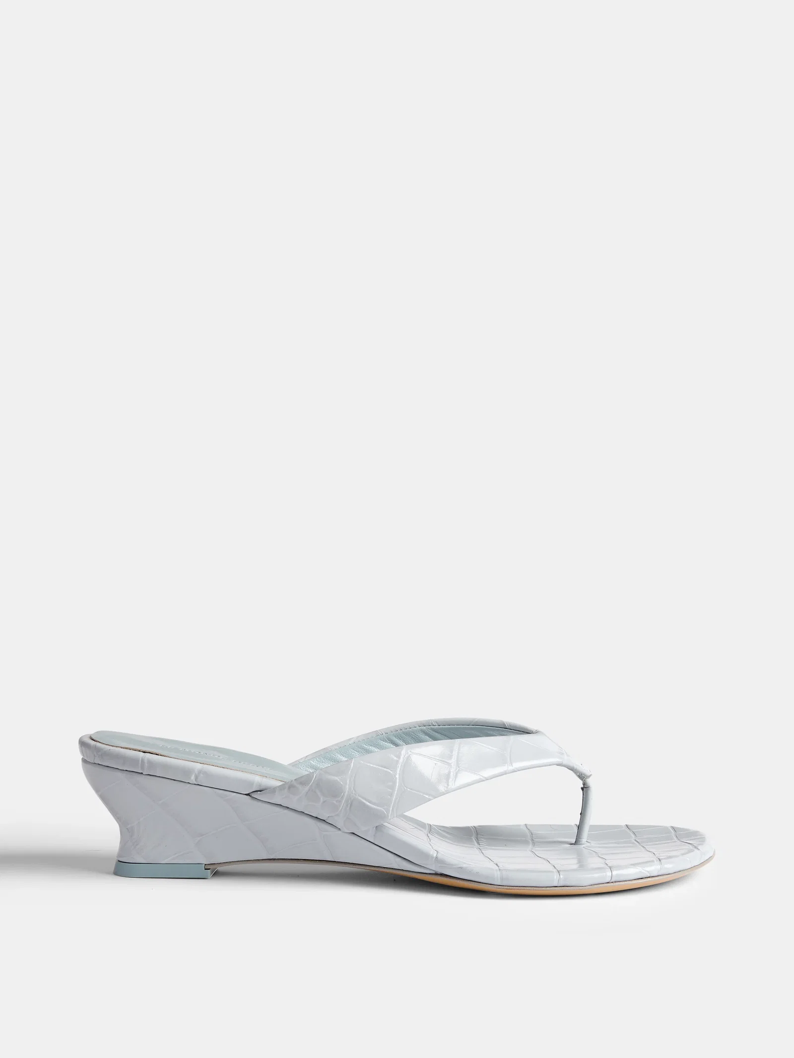 Image of Micro Wedge Thong / Ice Blue Leather Croc Effect
