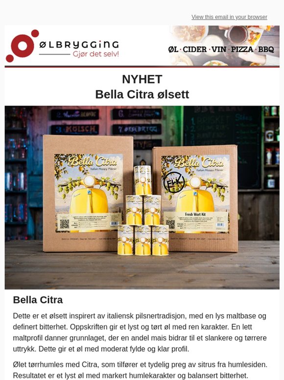 Nytt ølsett! Bella Citra Allgrain og Fresh Wort Kit