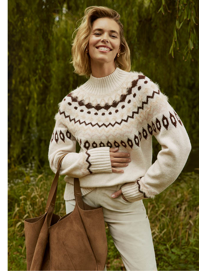 High Neck Fairisle Knit Jumper