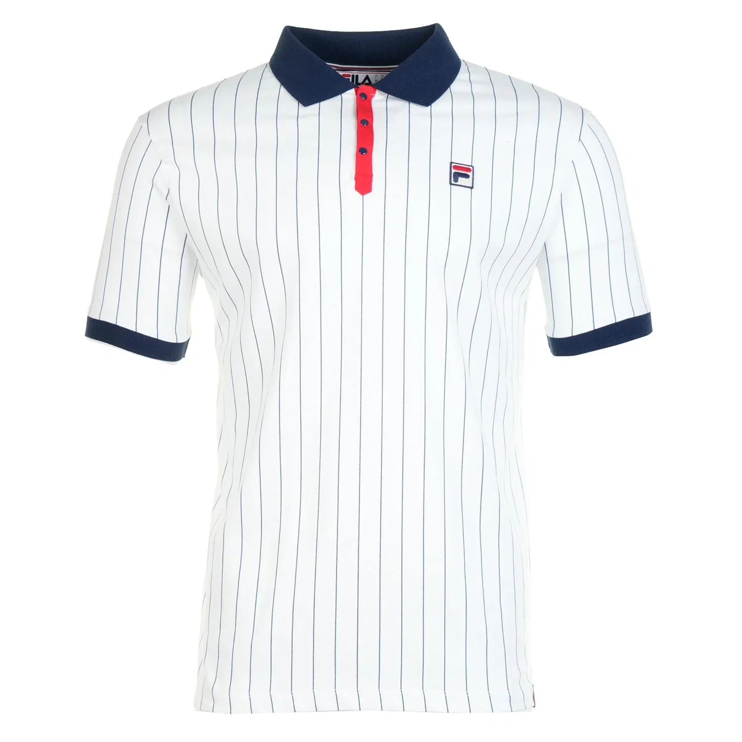Image of FILA<BR>BB1 Classic Vintage Striped Polo Shirt White Navy Red