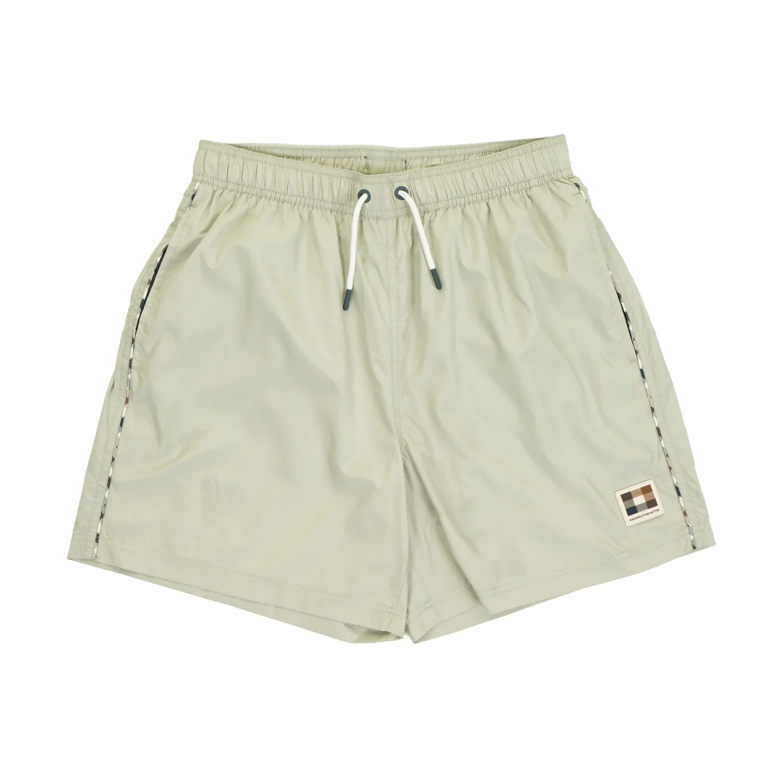 Image of AQUASCUTUM<BR>Club Check Piping Beach Shorts Salvia