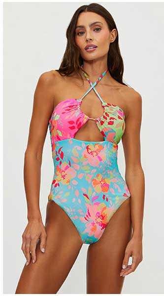 Floral blue one piece