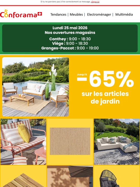 Plein soleil : jusqu'à -65% sur les articles de jardin et outdoor