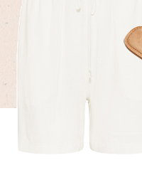 White Linen Tie Waist Shorts