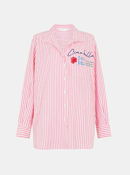 Ciao Bella Embroidered Stripe Shirt Pink