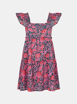 Floral Frill Tiered Mini Dress Multi