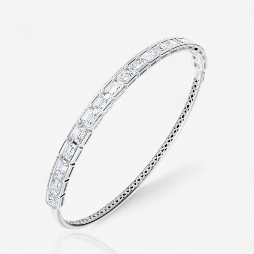 Emerald cut bezel-set bangle bracelet