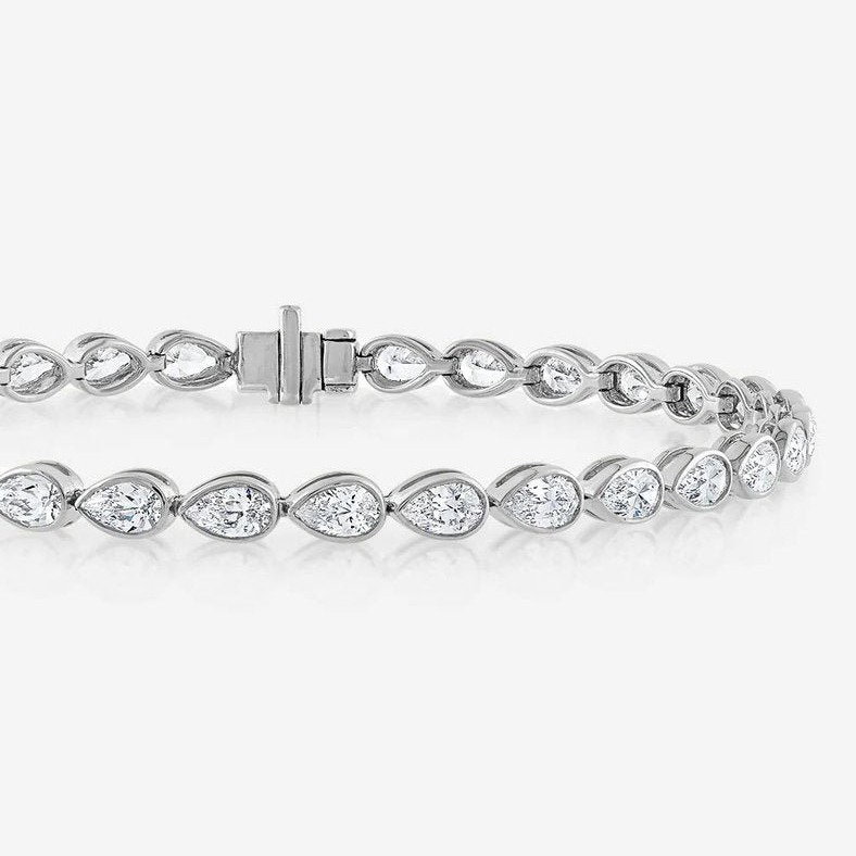 Bezel set pear shaped tennis bracelet
