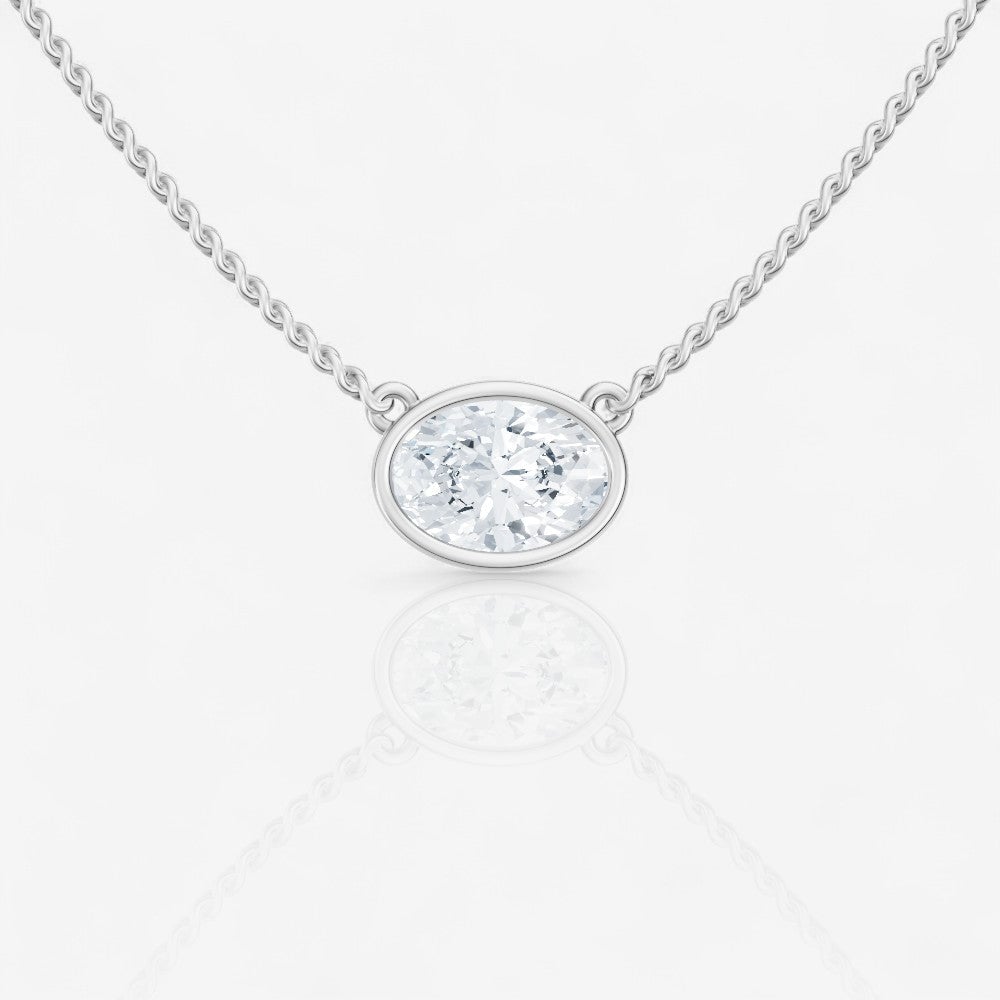 Bezel set oval diamond pendant