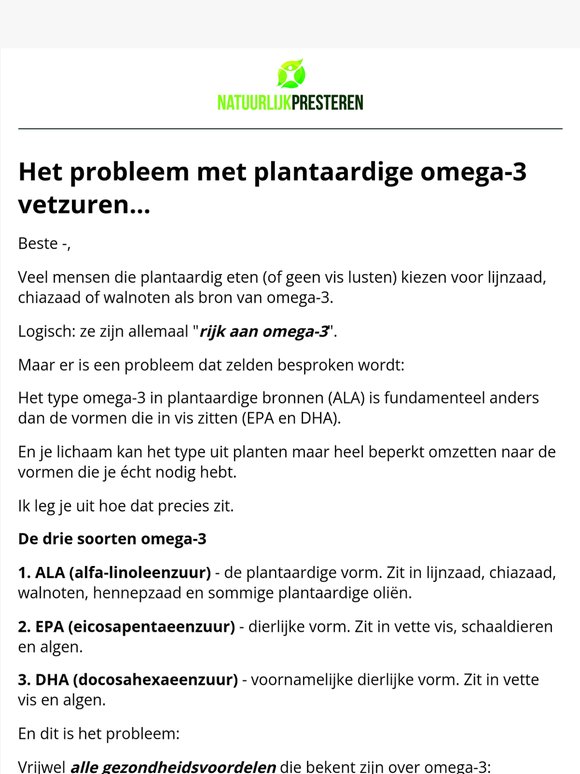 Krijg je alleen plantaardige omega-3 binnen? Dan moet je dit weten.