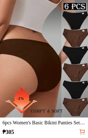 6pcs Women s Basic Bikini Panties...