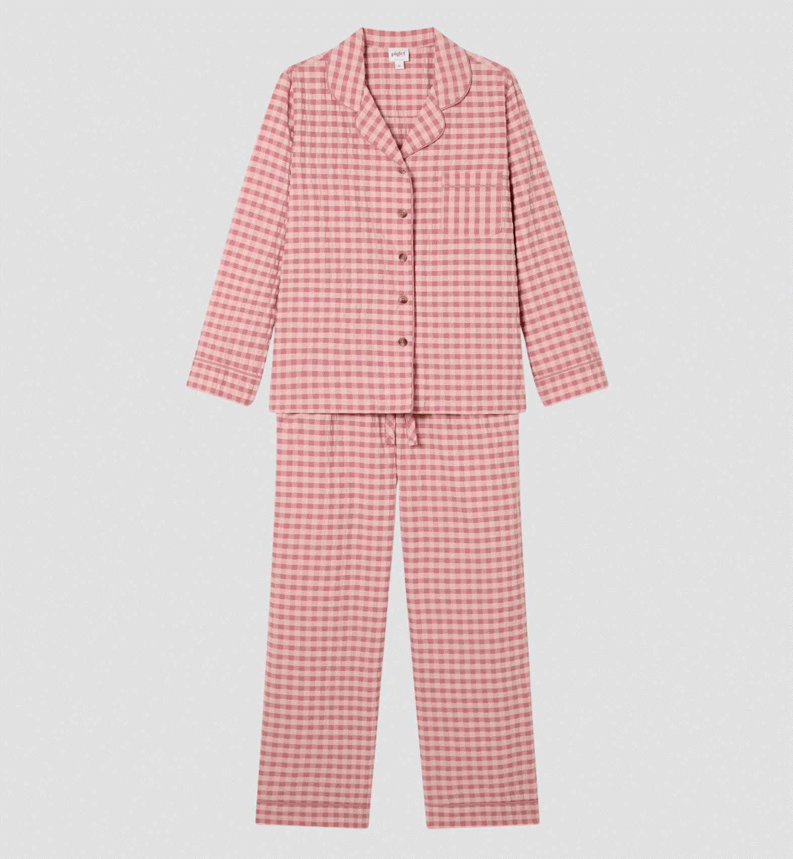 Dusty Pink & Rose Gingham Cotton Trouser Set