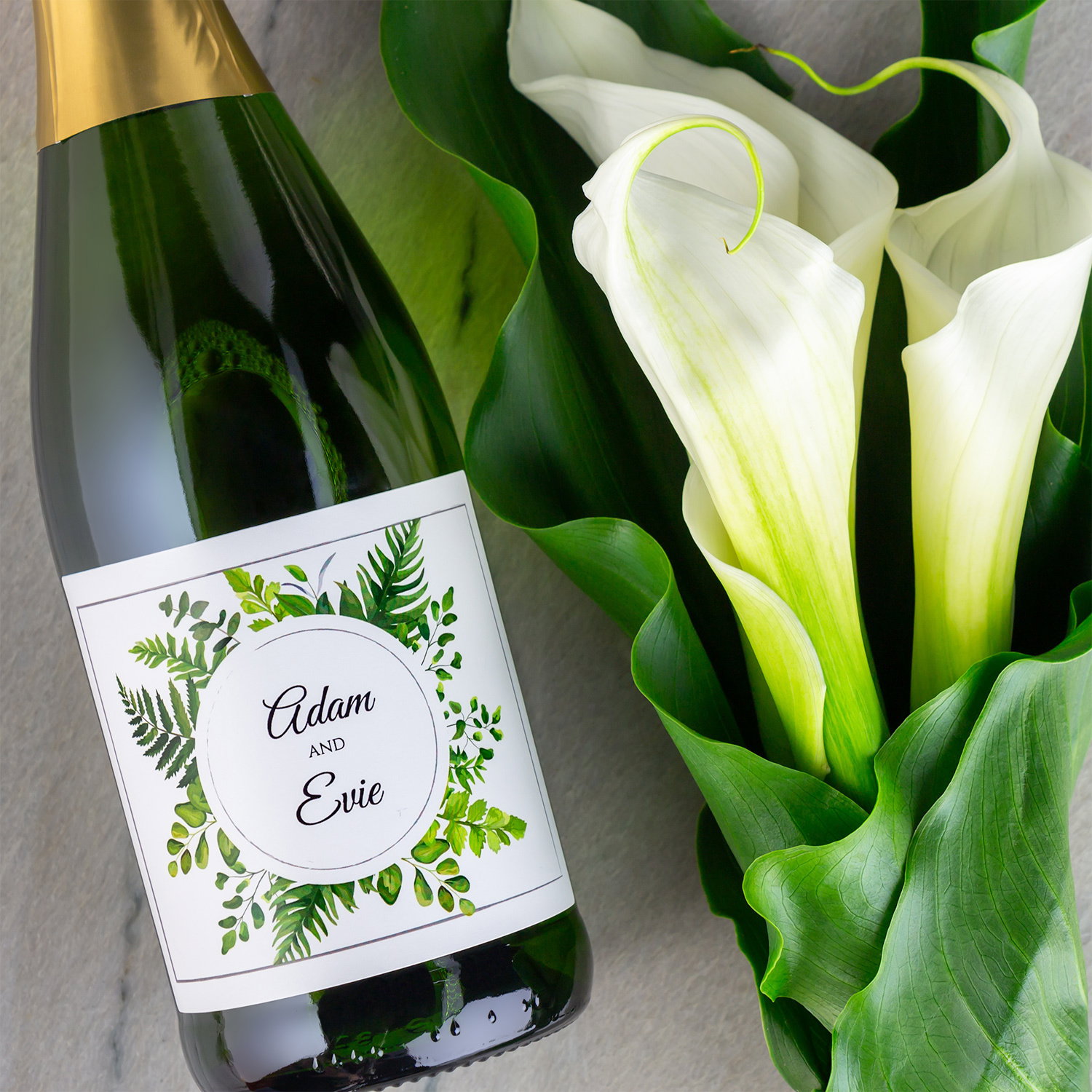 Wedding Wine Bottle and Flowers