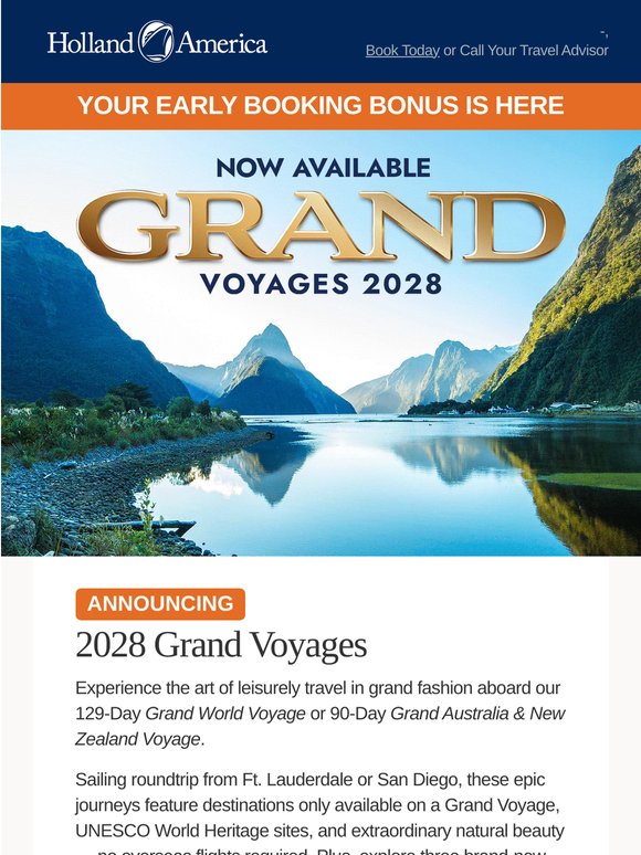 Announcing 2028 Grand Voyages