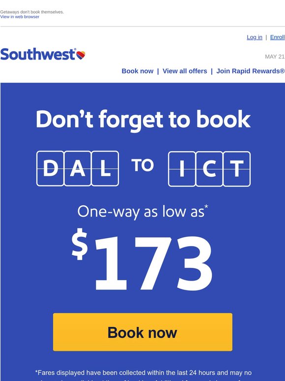 It's official. You've got a low fare to Wichita!