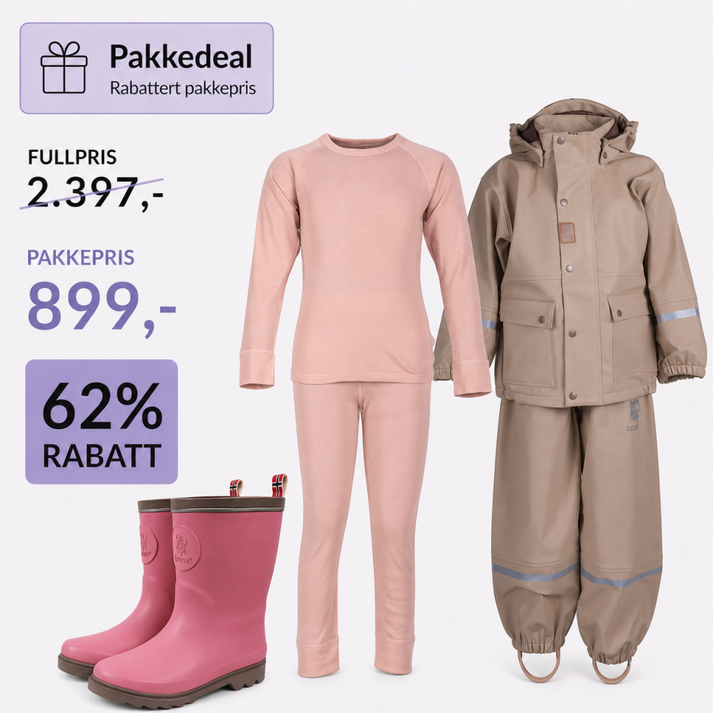 Image of Bruse Kuling regnpakke til barn – komplett regnsett med isolerende lag - Brun Mocca