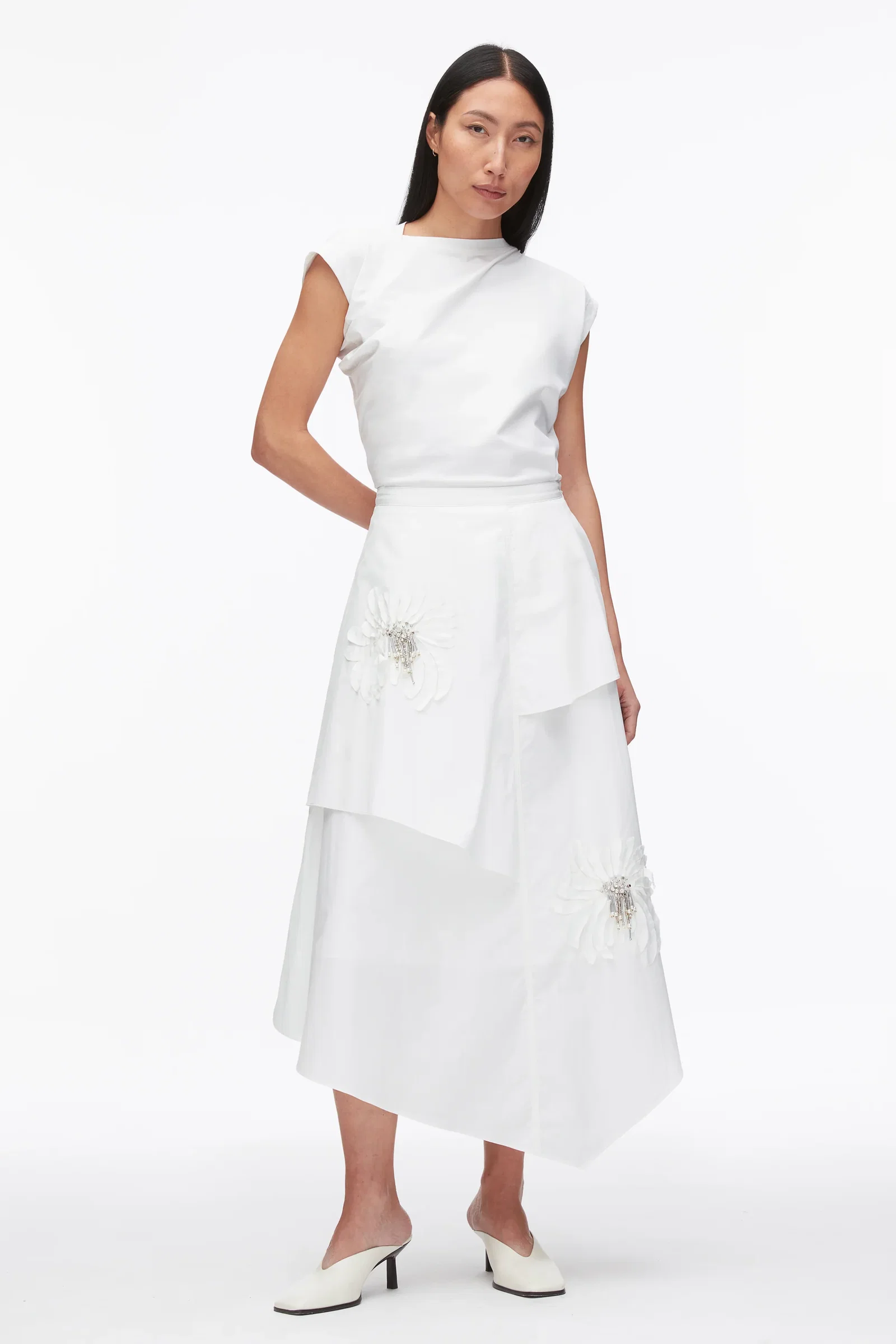 Image of Layered Skirt with Floral Appliqué